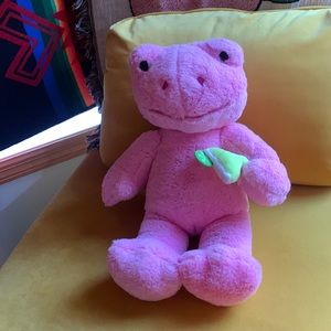 Pink Build-a-Bear Frog with margarita glass